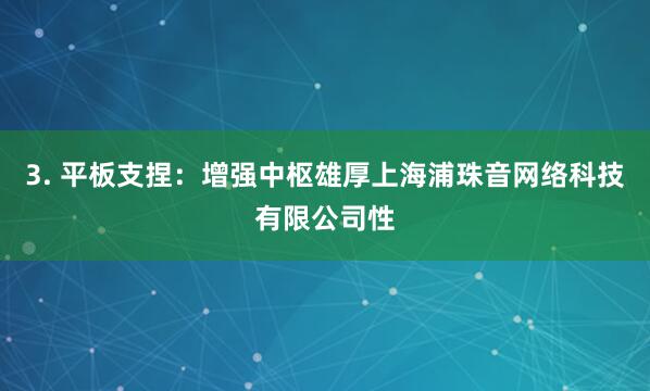 3. 平板支捏:增强中枢雄厚上海浦珠音网络科技有限公司性