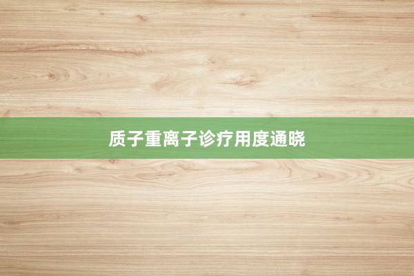 质子重离子诊疗用度通晓